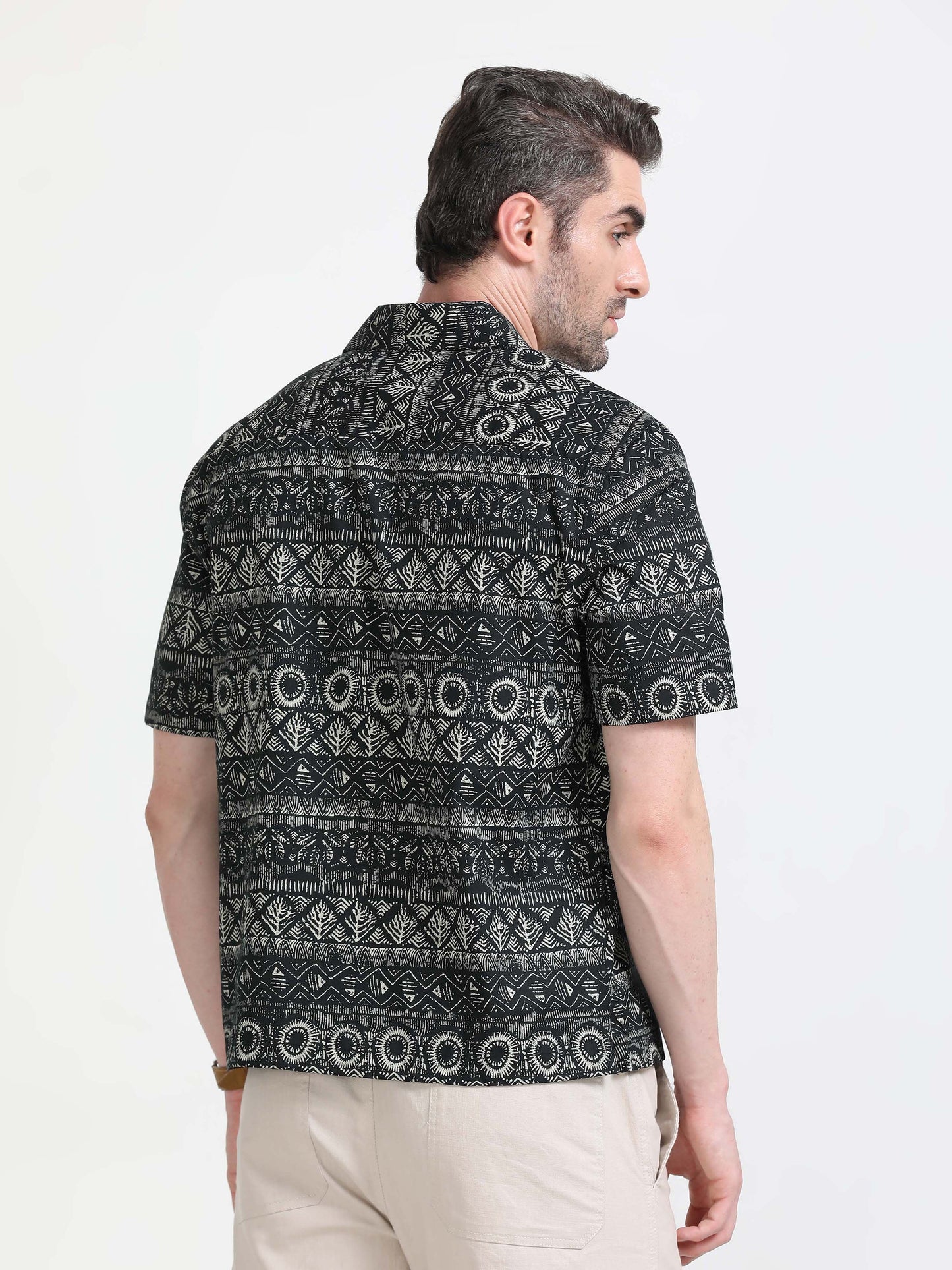 Nova Scottia Men’s Cuban collar drop shoulder Black