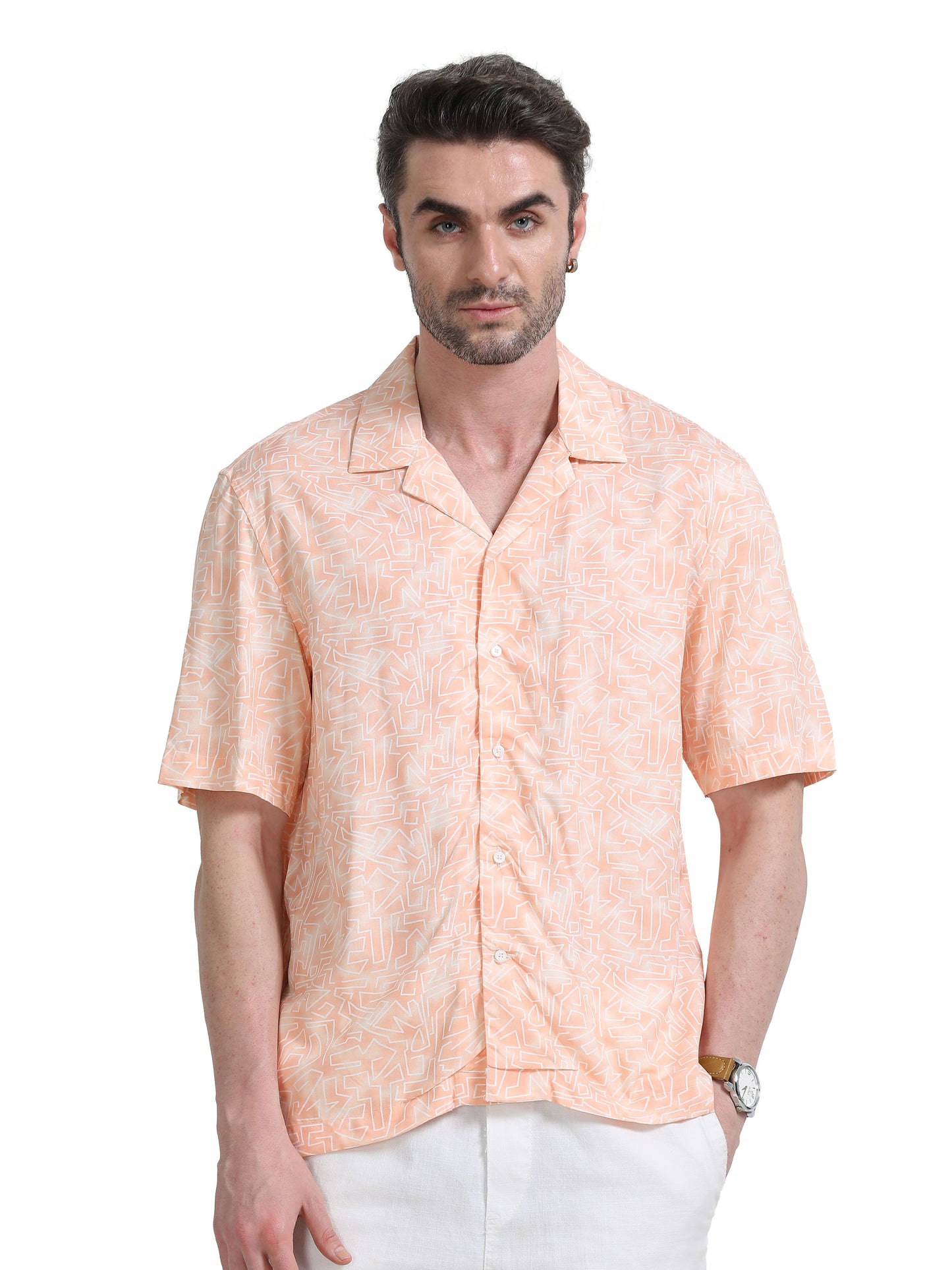 Nova Scottia Men’s Cuban collar Drop shoulder Peach