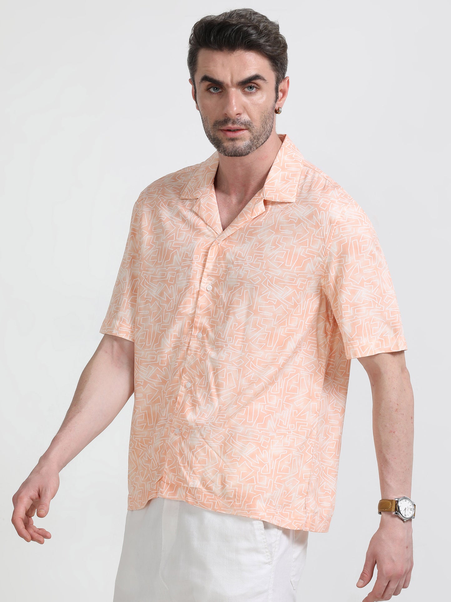 Nova Scottia Men’s Cuban collar Drop shoulder Peach