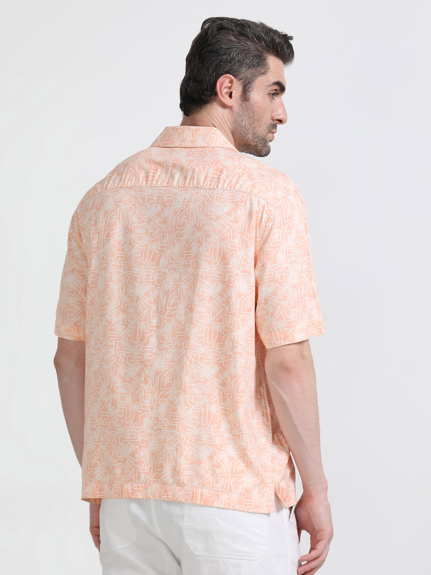 Nova Scottia Men’s Cuban collar Drop shoulder Peach