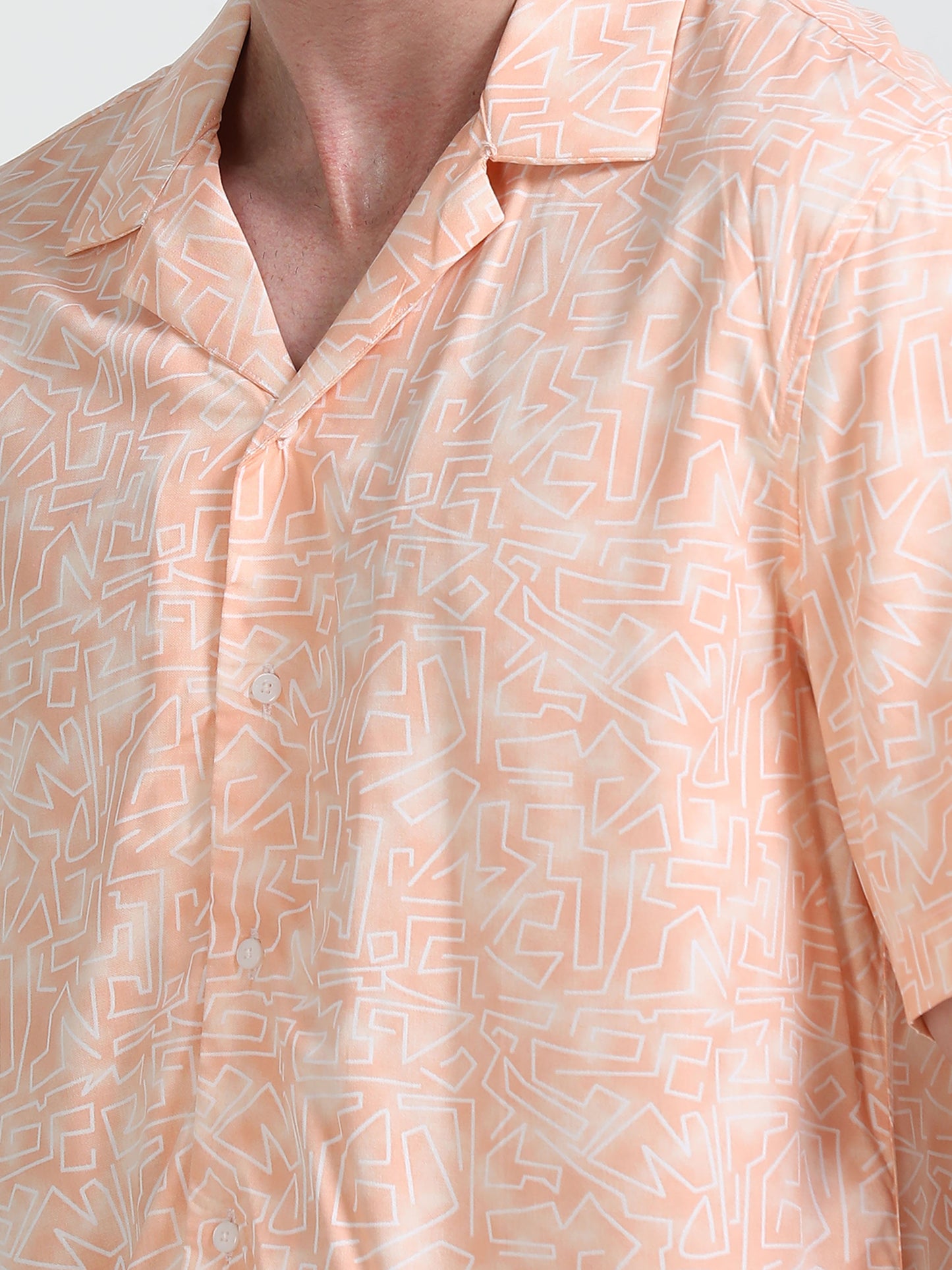 Nova Scottia Men’s Cuban collar Drop shoulder Peach