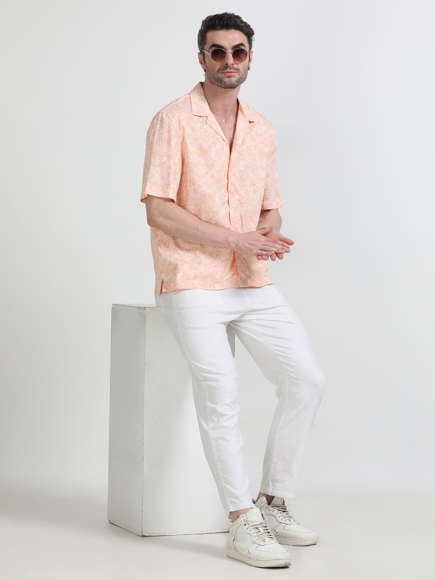 Nova Scottia Men’s Cuban collar Drop shoulder Peach