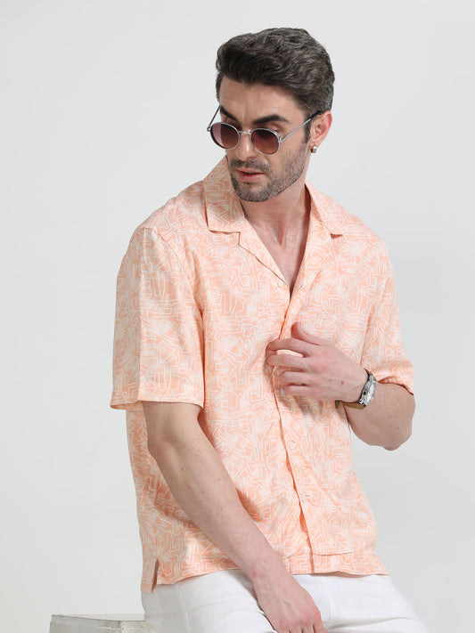 Nova Scottia Men’s Cuban collar Drop shoulder Peach