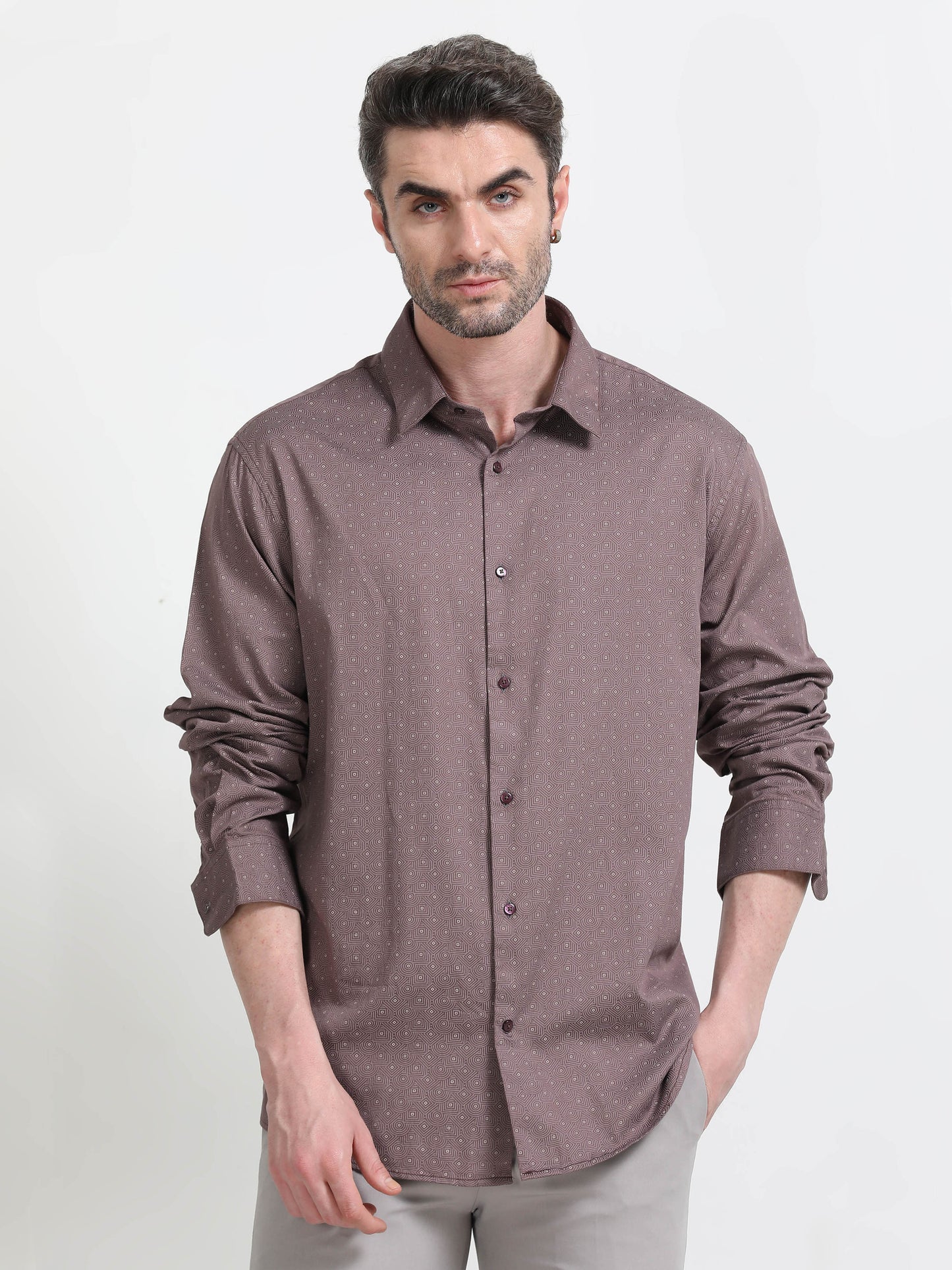 Nova Scottia Men’s geometric print casual shirt- Oslo