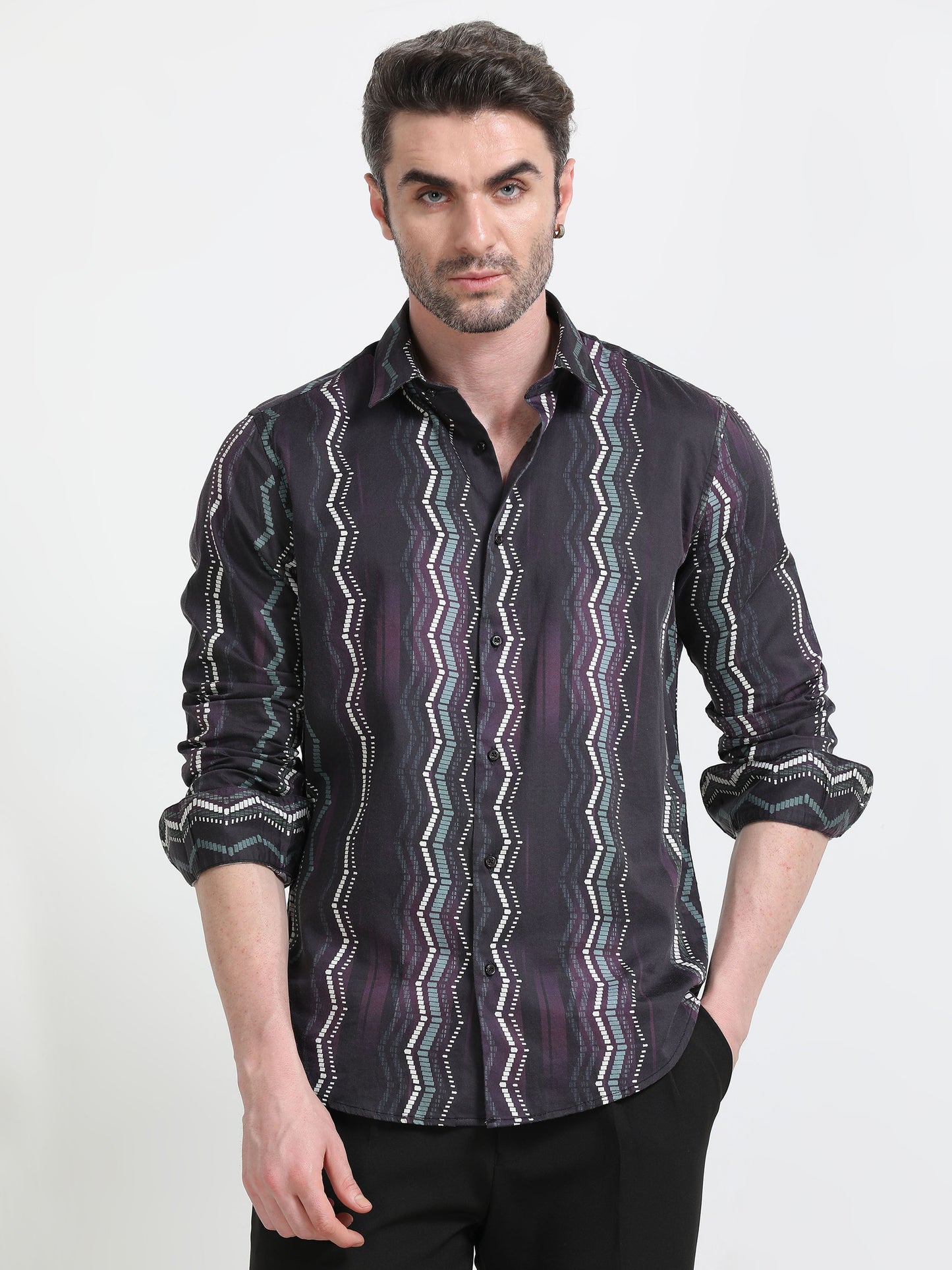 Nova Scottia Men’s casual shirt- Zigzag